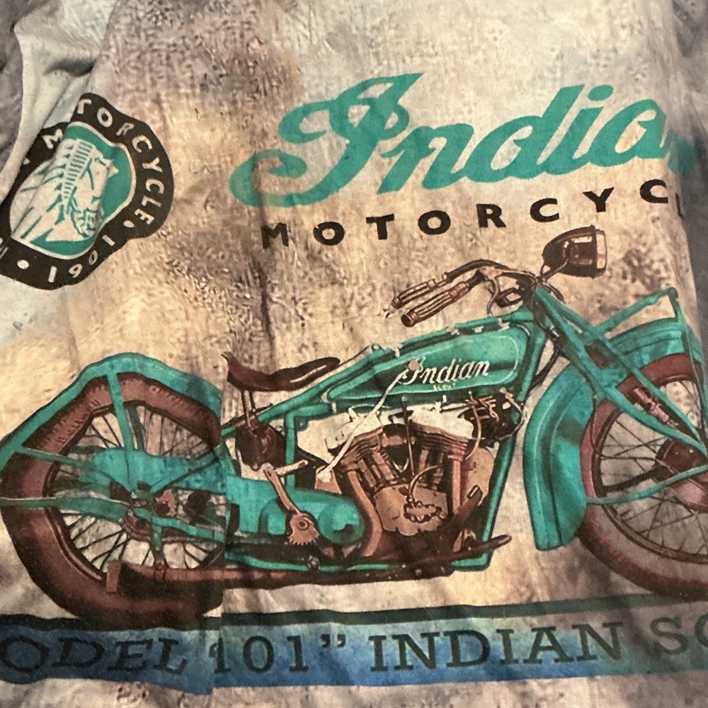 Indian Motorcycle Graphic Tee - Teal Motorcycle Design